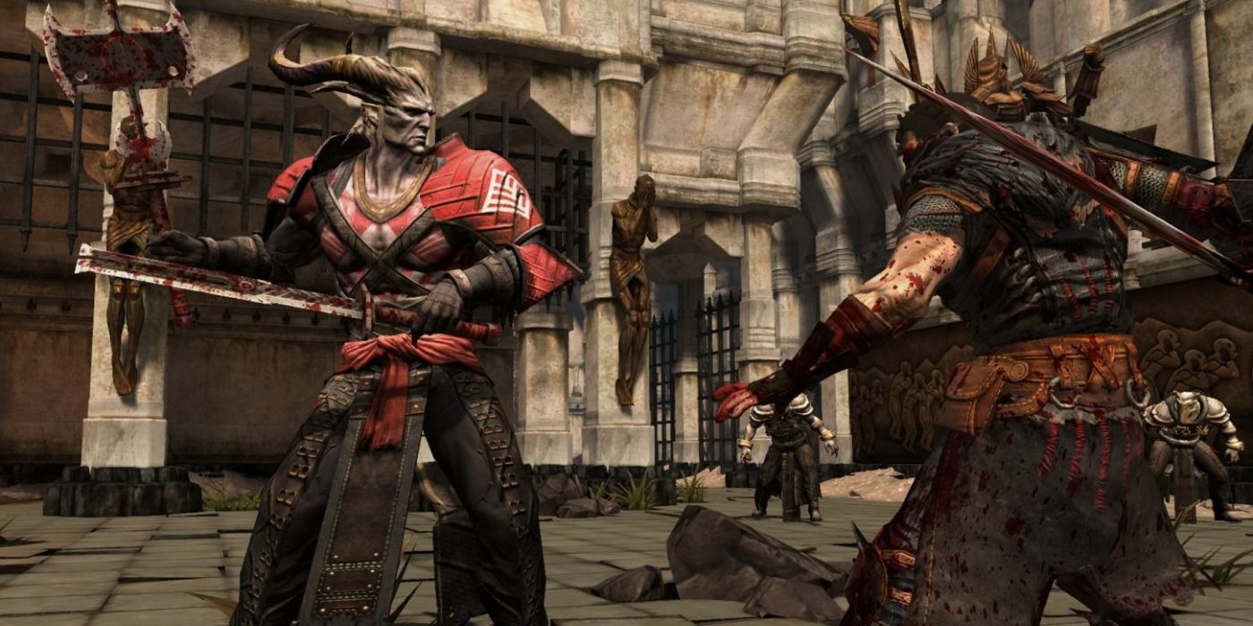 image of Hawke fighting the Arishok in Dragon Age II