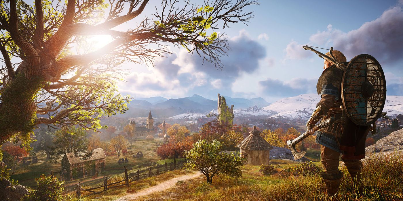 Assassin's Creed Valhalla: Eivor Looking At A Far-Off City