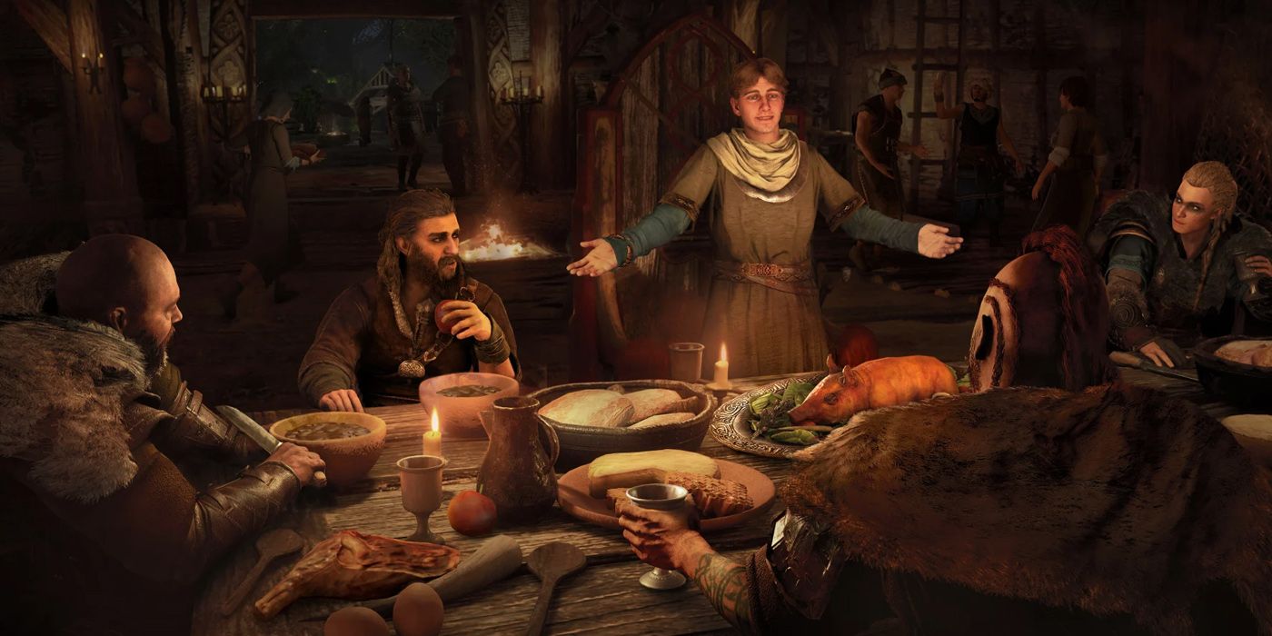 Assassin's Creed Valhalla: Eivor's Crew All Feasting Together