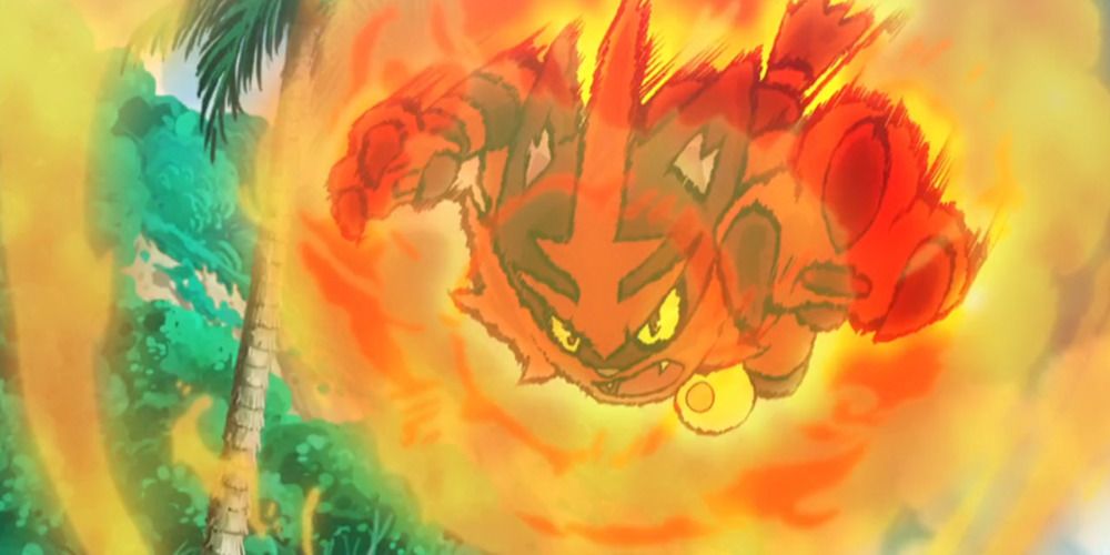Ash's Torracat using Flame Charge in the Pokemon anime