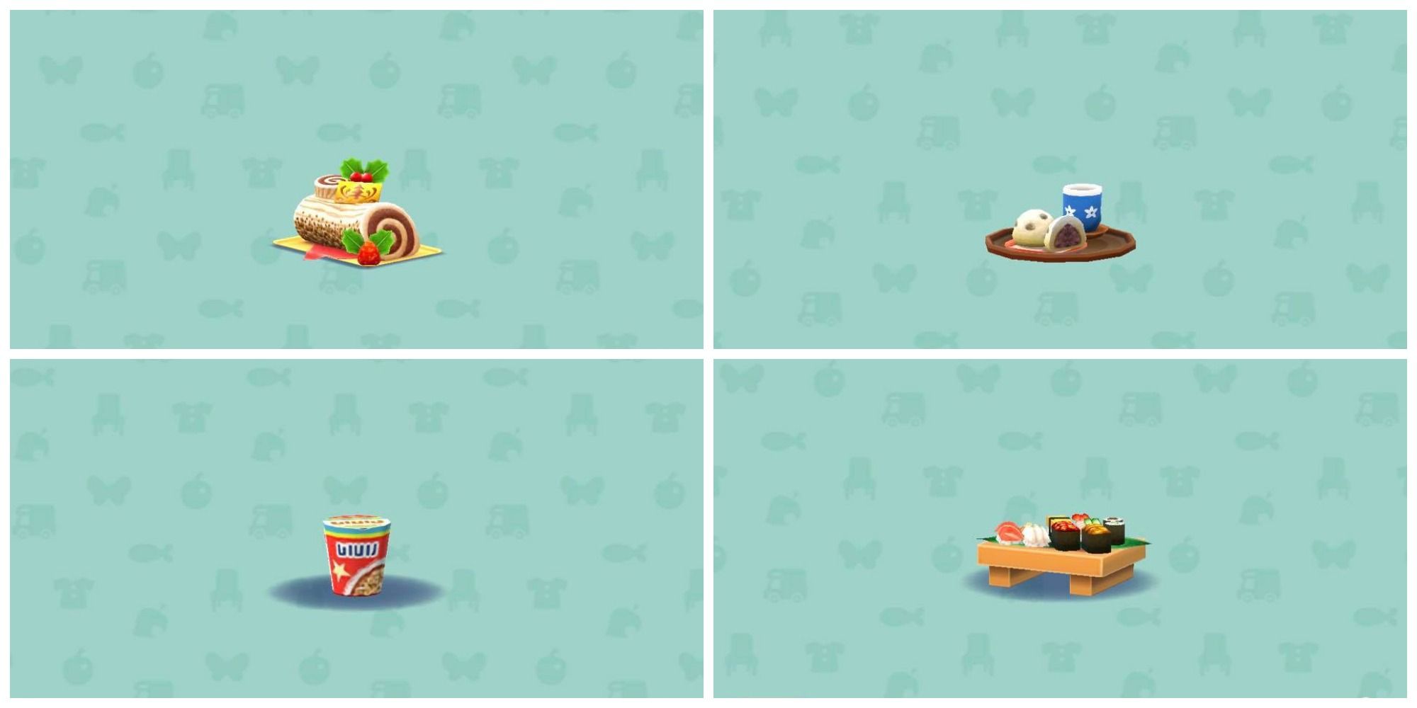 Some food decor items found in AC pocket camp