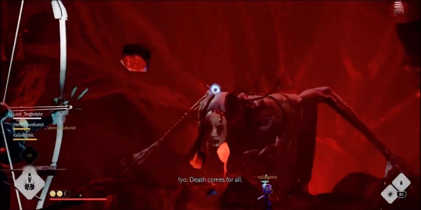 The spirit bow targets that appear around Iyo in one of the boss rooms