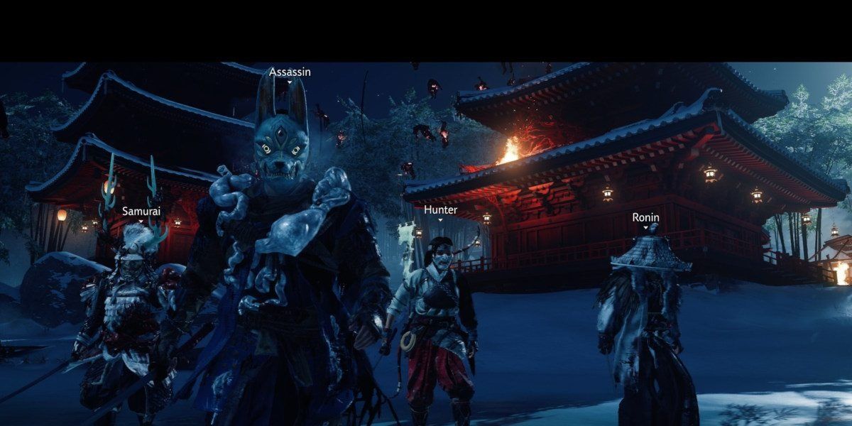 The four playable classes in Ghost of Tsushima Legends multiplayer