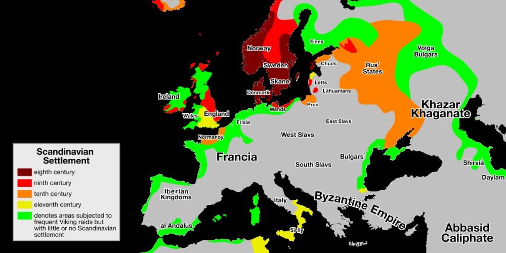 Map Of European Scandinavian Settlements In History