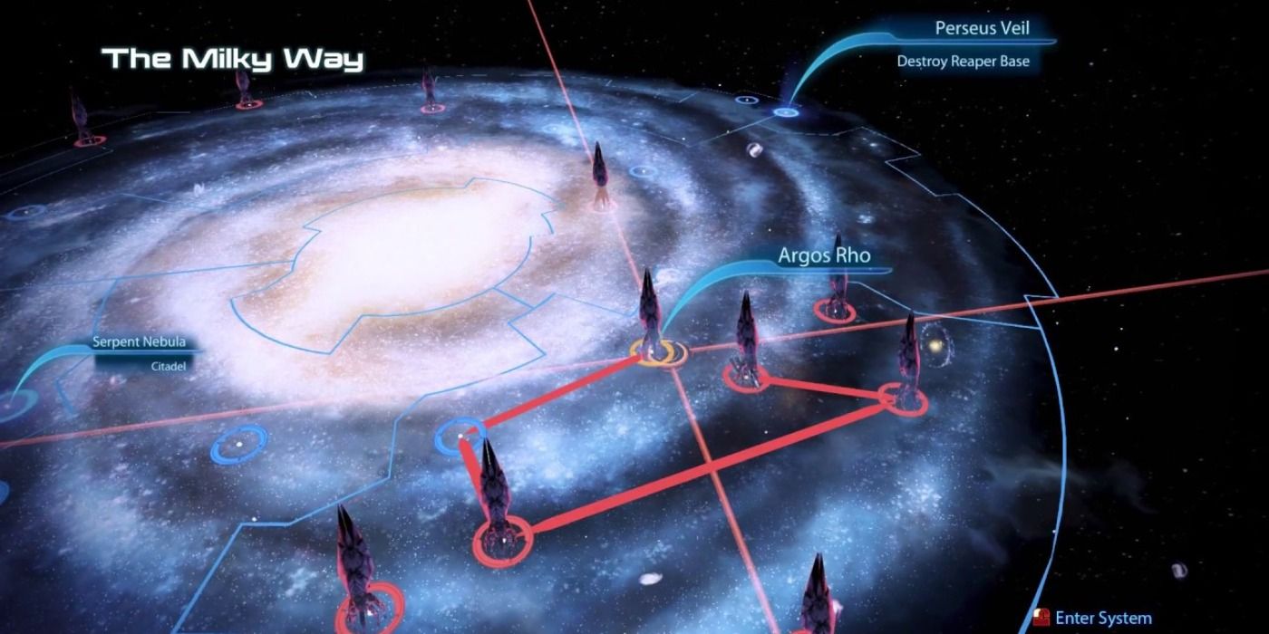 image of the Galaxy Map in Mass Effect
