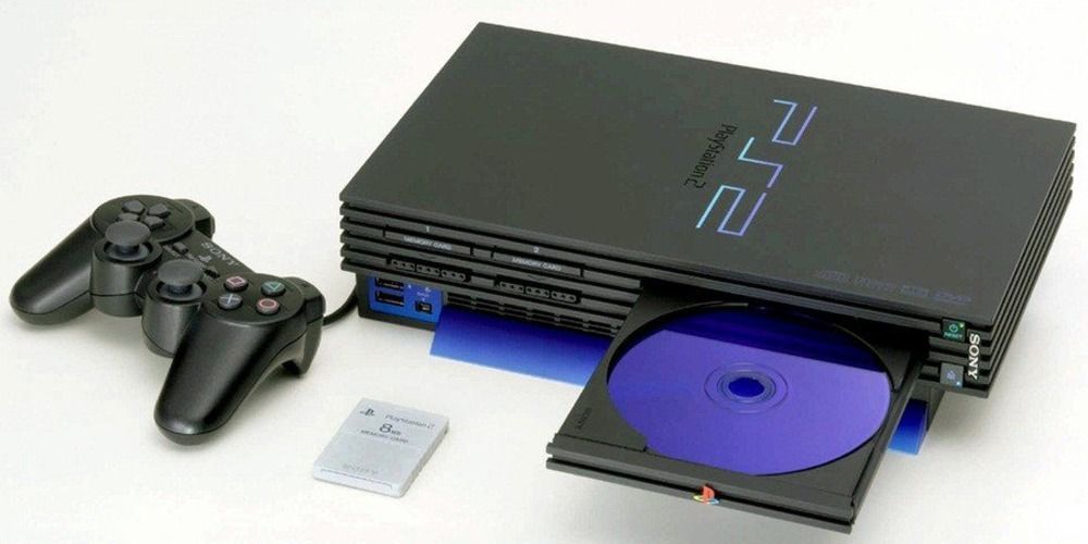 PlayStation 2 with controller and memory card
