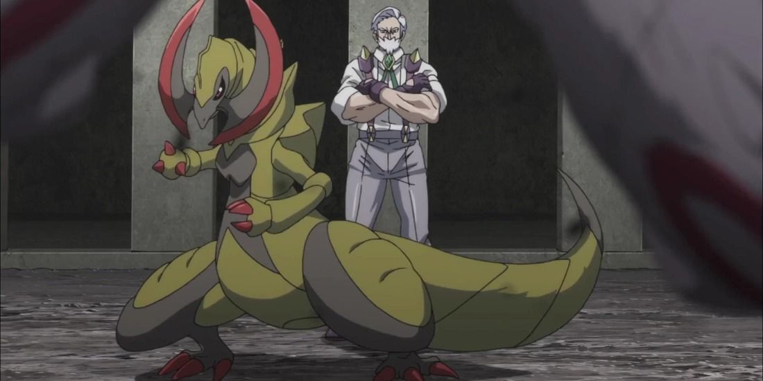 Haxorus with Drayden during a battle in the Pokemon Anime