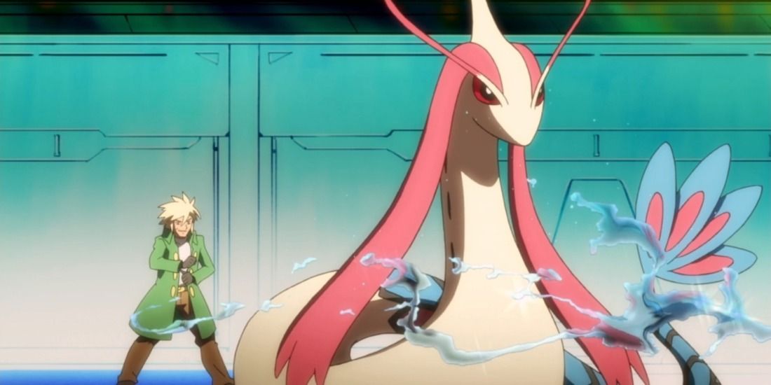 Tower Tycoon Palmer with his Milotic in the Pokemon Anime