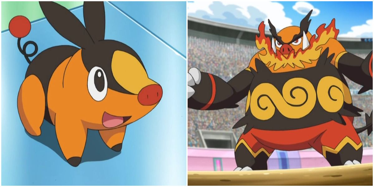 Pokemon Anime Tepig Smiling and Standing Emboar