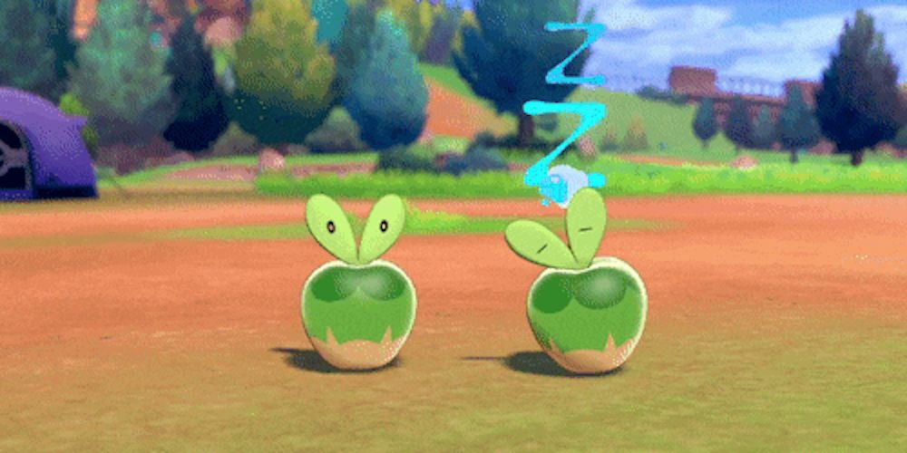 Pokemon Sword Shield Green Applin Sleeping