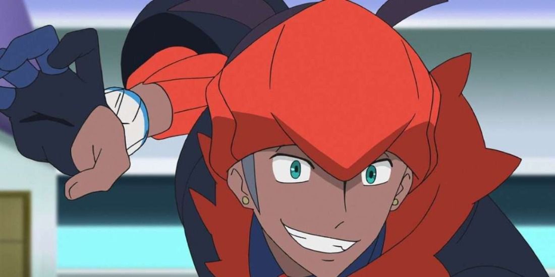 Raihan from the Pokemon Anime intimidating a new acquaintance