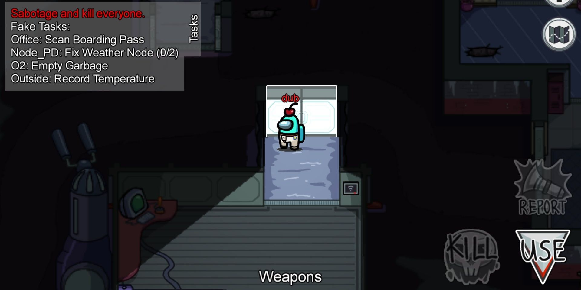 A shut door inside Weapon Room on Polus in Among Us