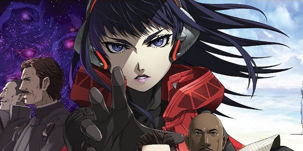 Shin Megami Tensei Strange Journey showing a woman in a red jacket and people to her left and right