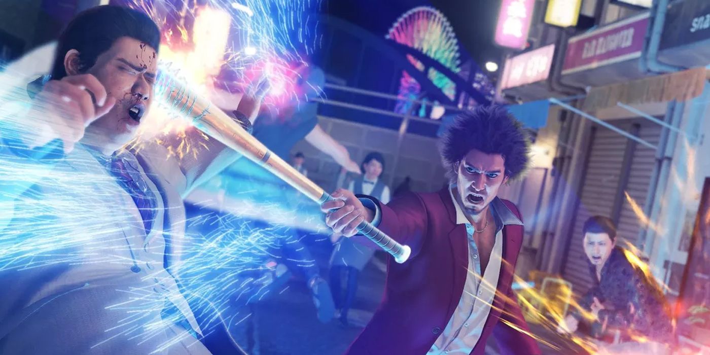 Yakuza Like A Dragon: Ichiban Using The Bat He Pulled From The Sidewalk
