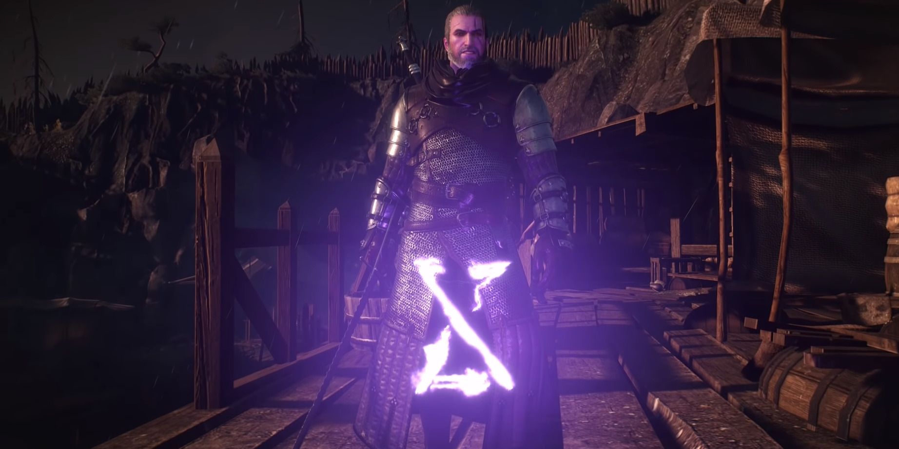Geralt Casting Yrden Sign in The Witcher 3 Video Game