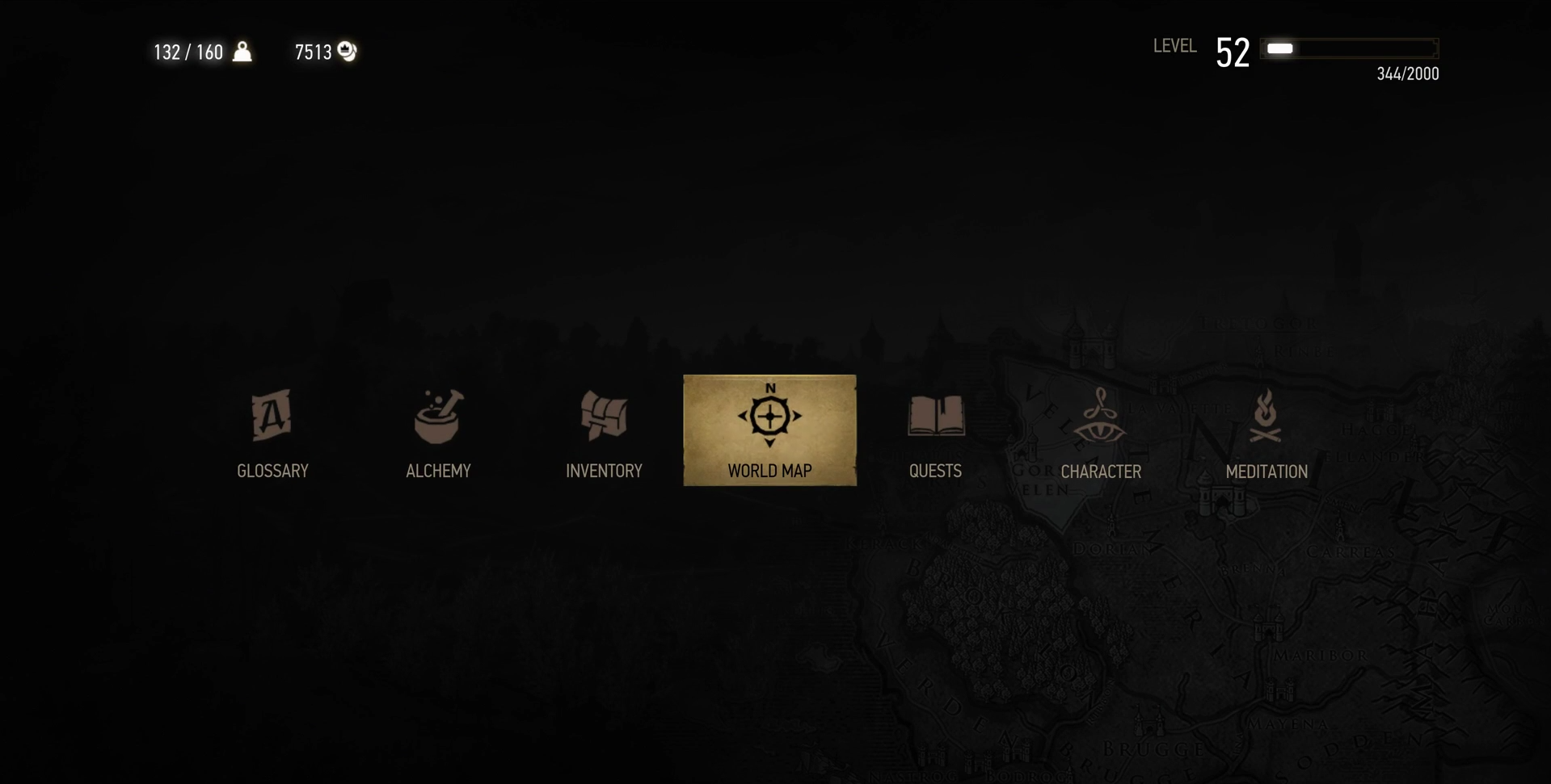 witcher 3 game menu glossary alchemy inventory map quests character meditation