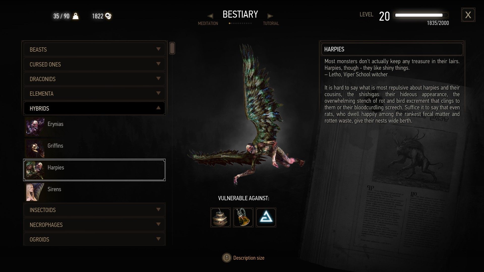 Witcher 3 Harpy Beastiary