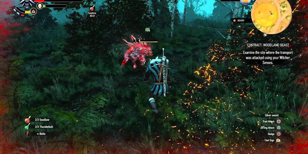 Geralt fighting an alghoul