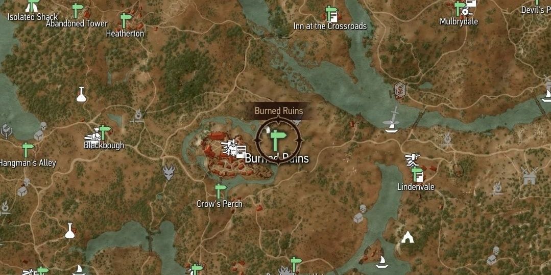 burned ruins marker location