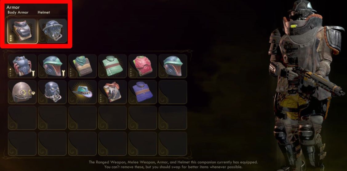 Outer World Armor in menu