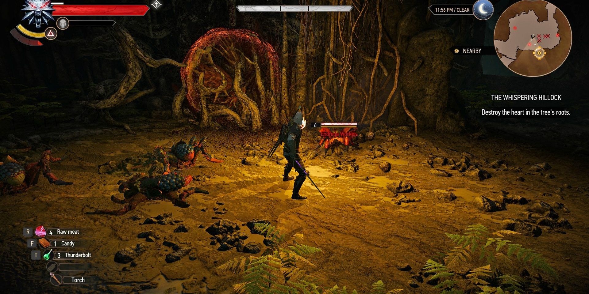 Geralt in battle with the Whispering Hillock