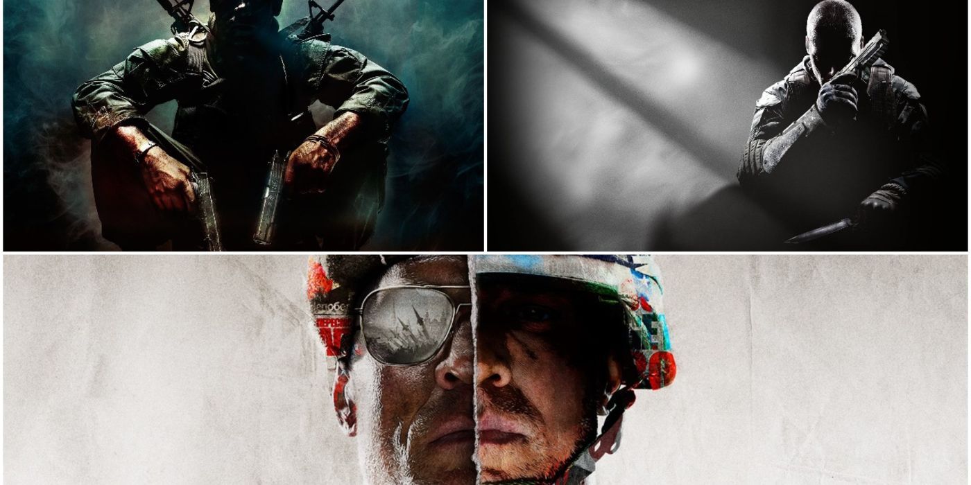 The covers of Black Ops 1 (top-left), BO2 (top-right) and BO Cold War (bottom)