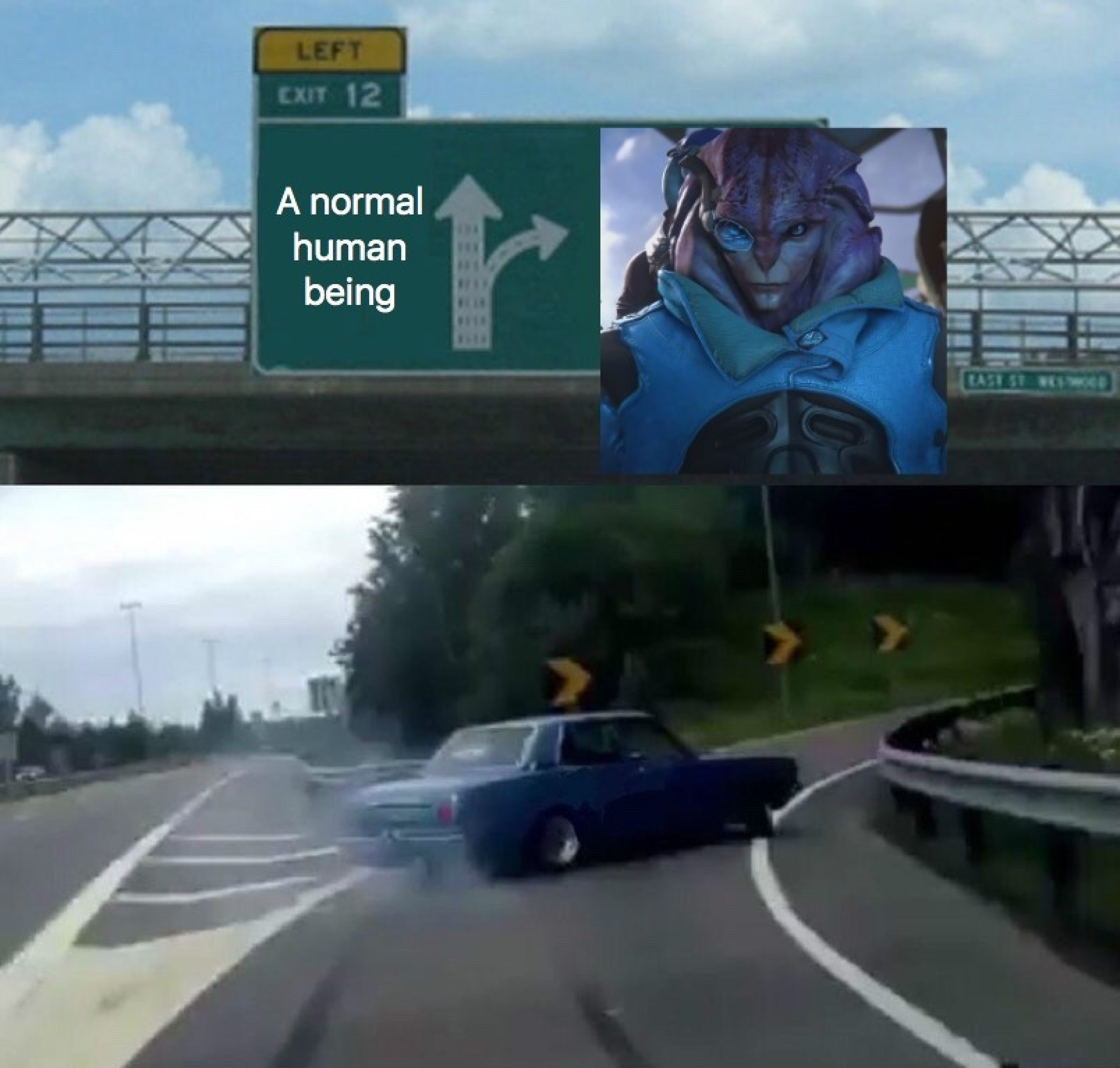 swirving road sign meme