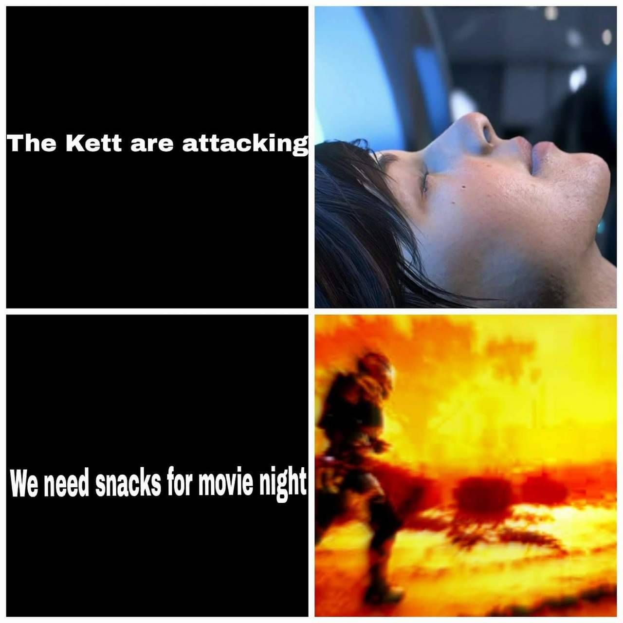 the kett are attacking vs getting snacks for movie night