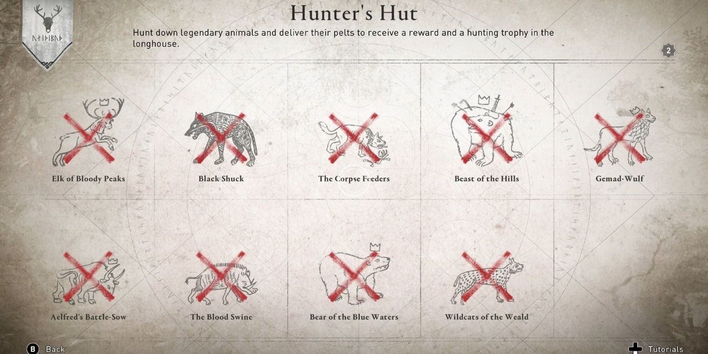 List of Legendary Animals at the Hunter's Hut in Assassin's Creed Valhalla