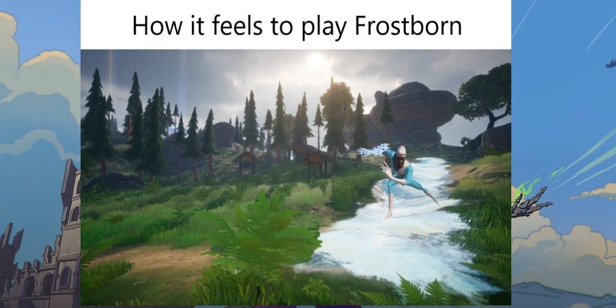 Spellbreak meme about using frostborn