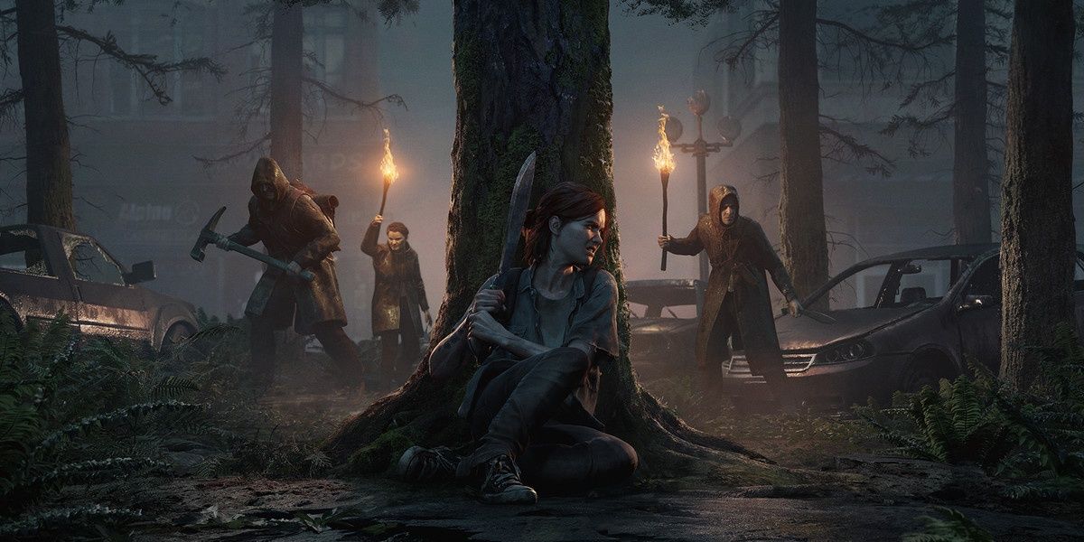 Ellie in the woods at night