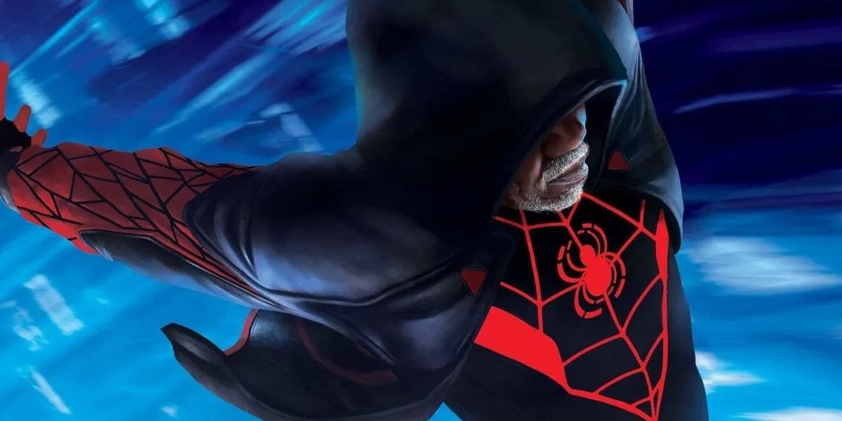 An older version of Miles Morales wearing The End Suit