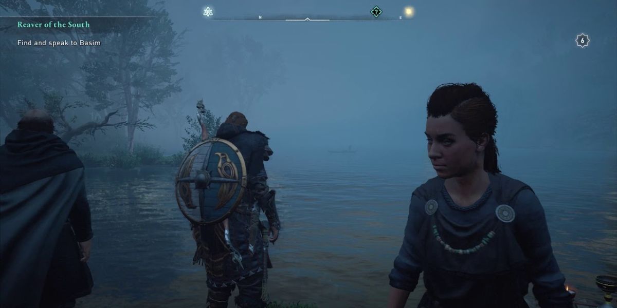 The Bad Father (left) with Eivor and his daughter (right) in AC: Valhalla