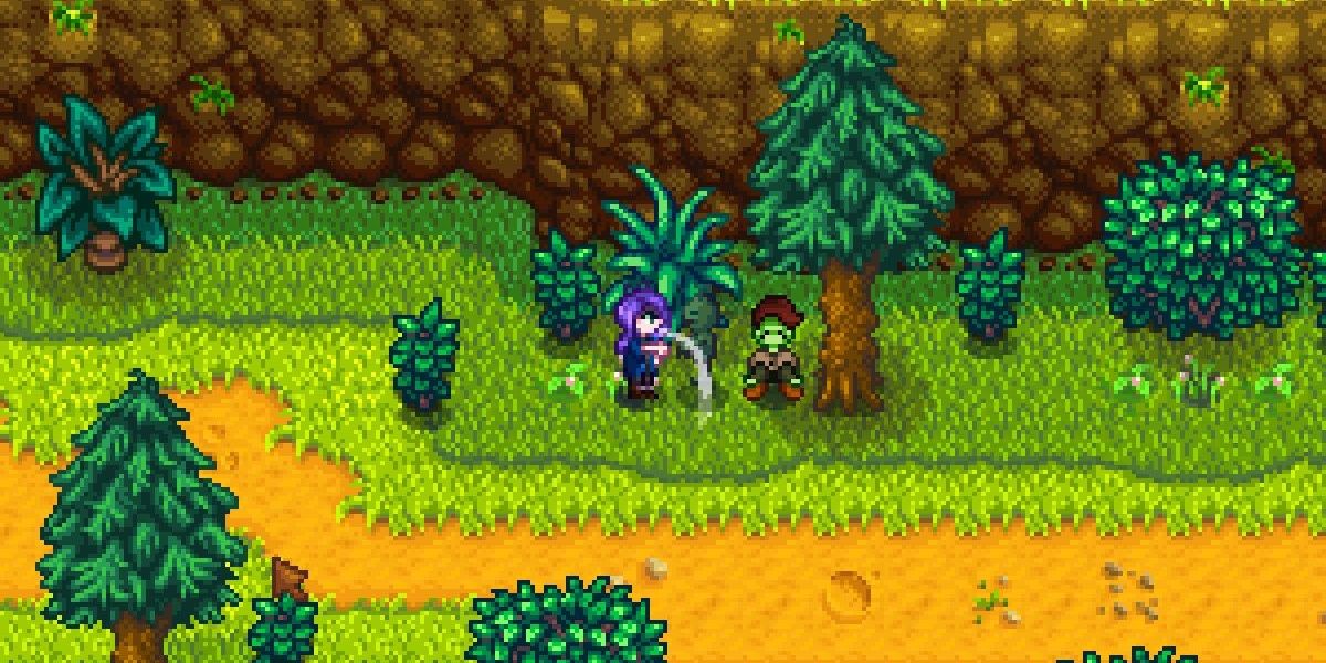 Abigail killing a monster in the forest