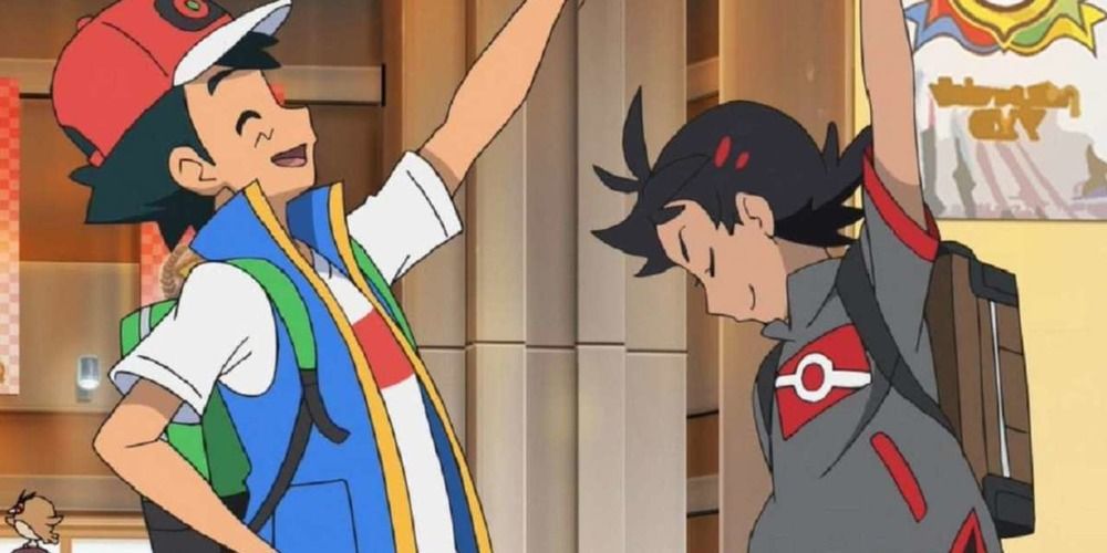 Ash and Go impersonating Leon in Pokémon Journeys