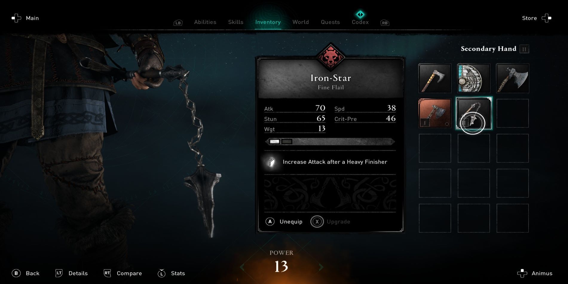 Assassins Creed Valhalla Flail Gear Menu