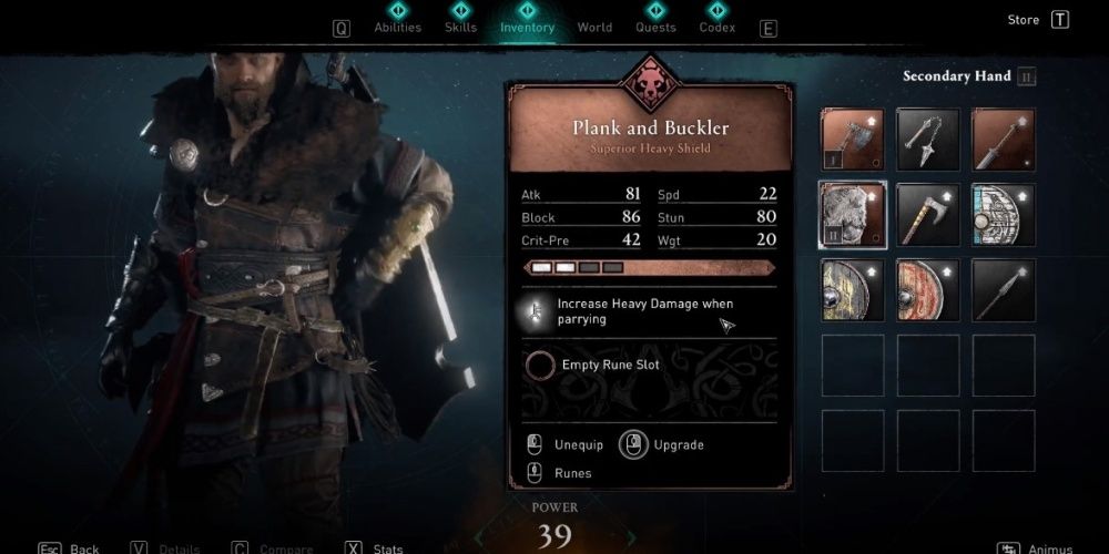 Assassins Creed Valhalla Plank And Buckler In Inventory