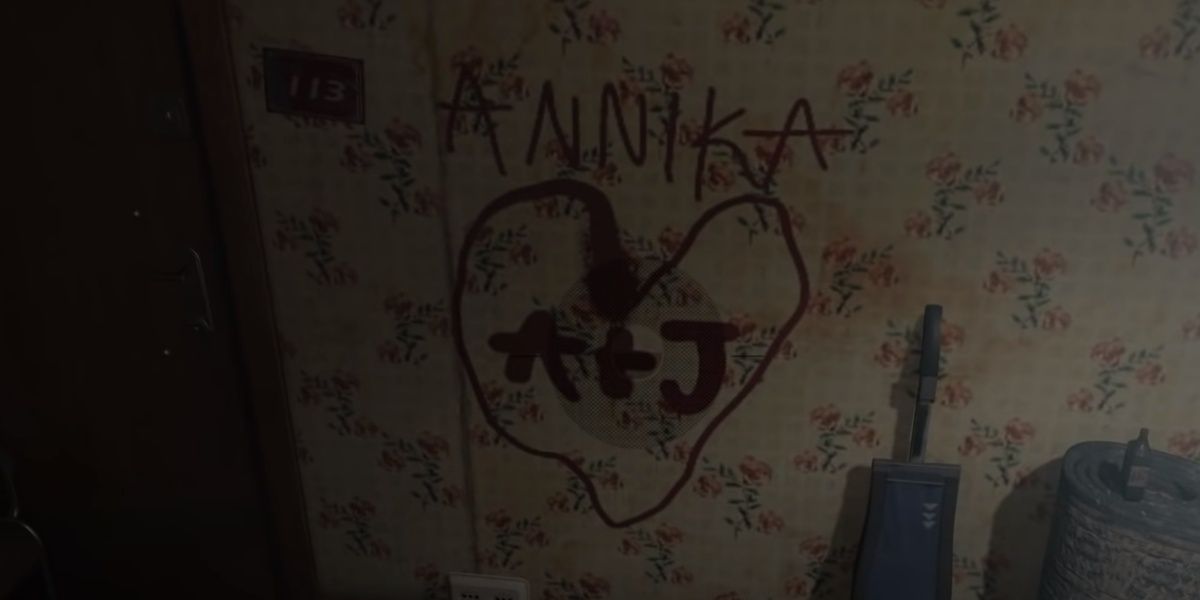 Bloody wall with the letters A + J