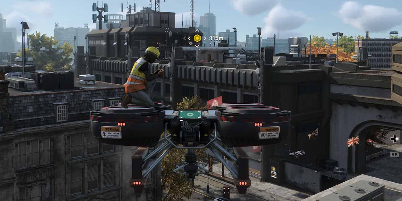Watch Dogs: Legion Construction Worker Riding Cargo Drone