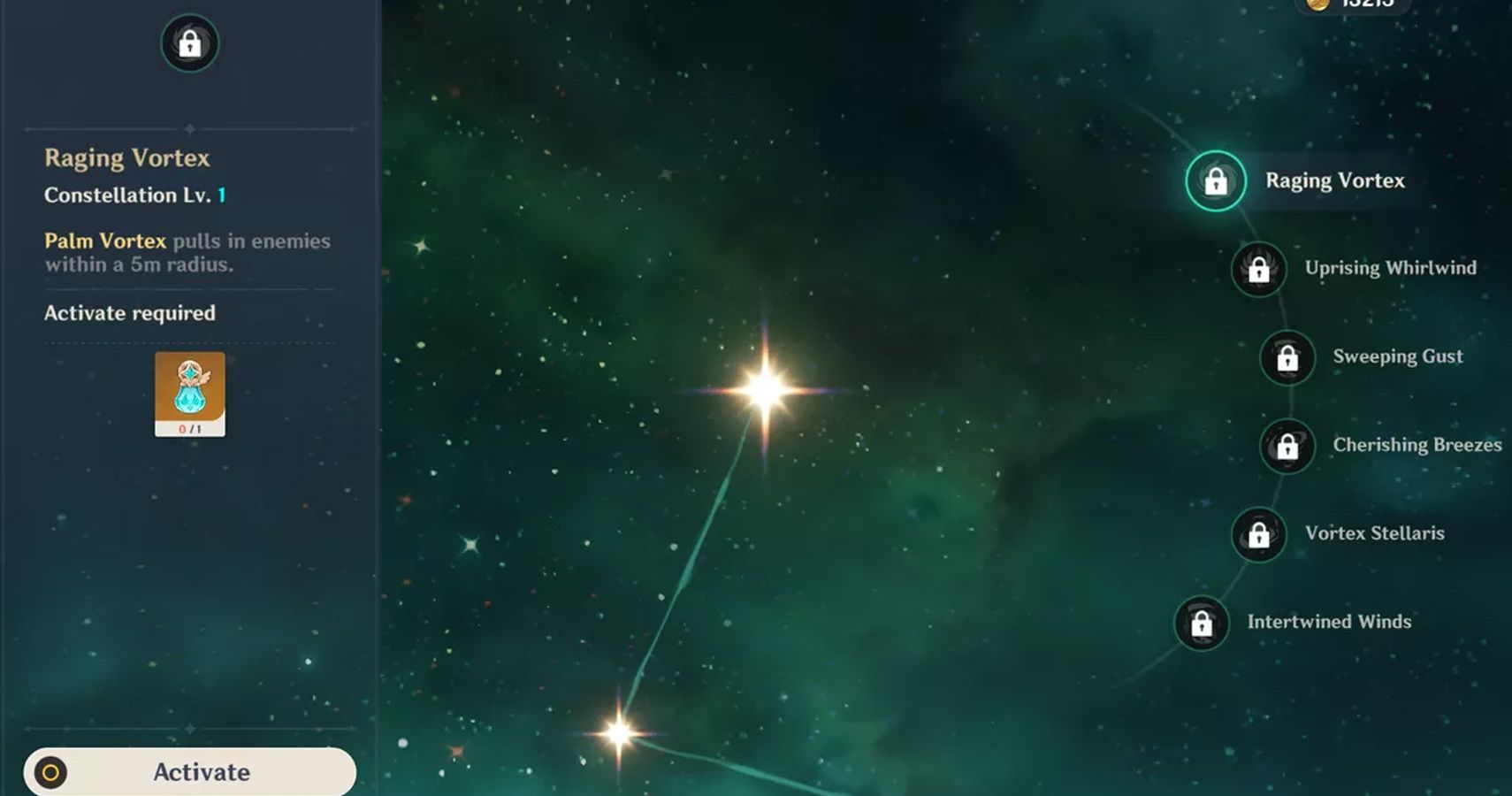 Genshin Impact: Venti's Constellation Screen