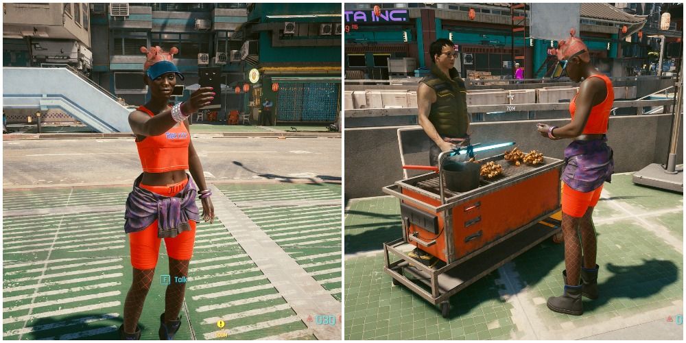 Cyberpunk 2077 Chloe Collage Taking Selfie Ordering Kabobs