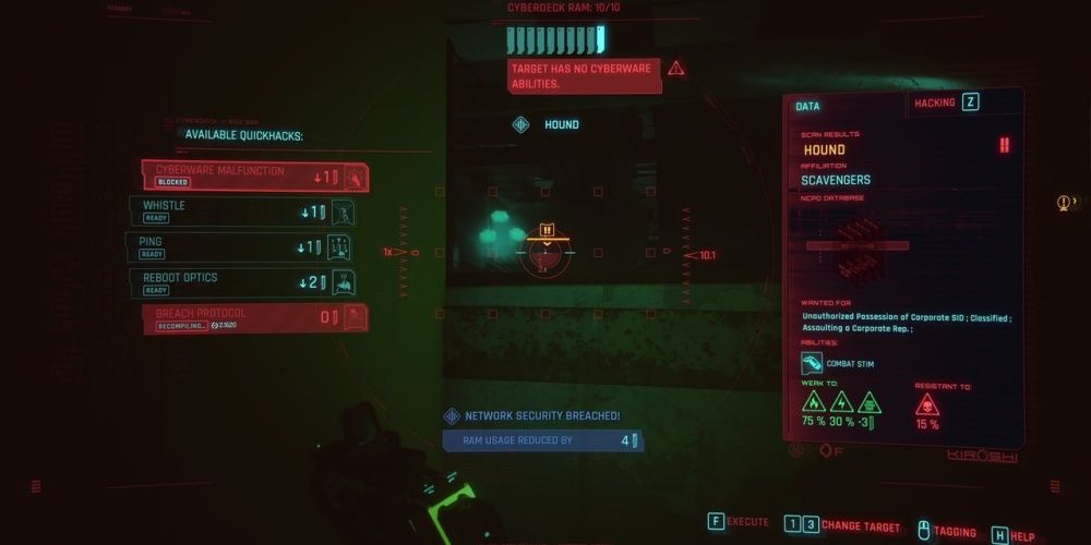 Cyberpunk 2077 Scanning A Hound For Hacks