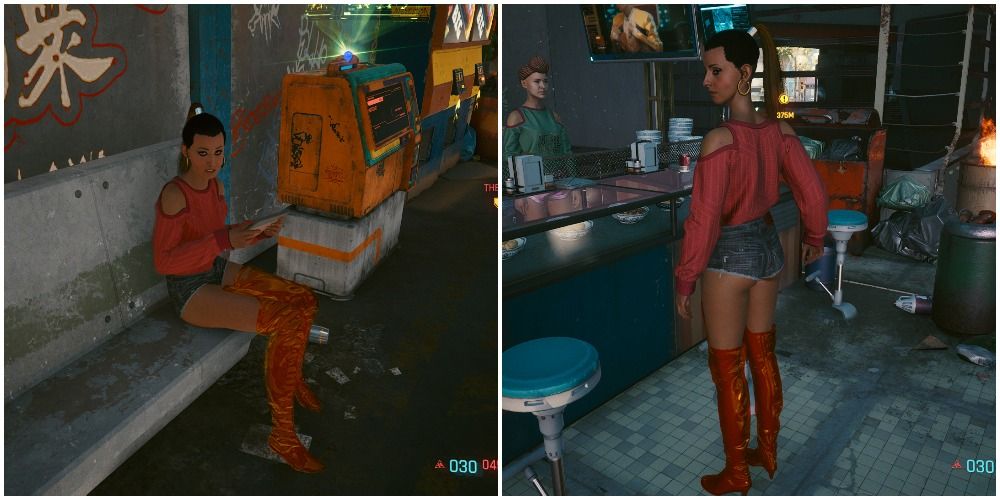 Cyberpunk 2077 Yaroslava Collage On Tablet Ordering Dumplings