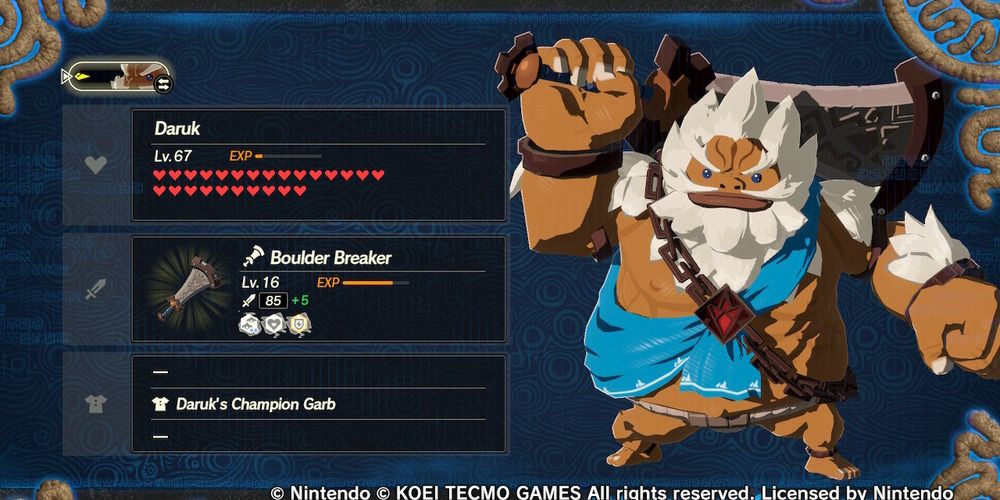Daruk in the character select screen Age of Calamity
