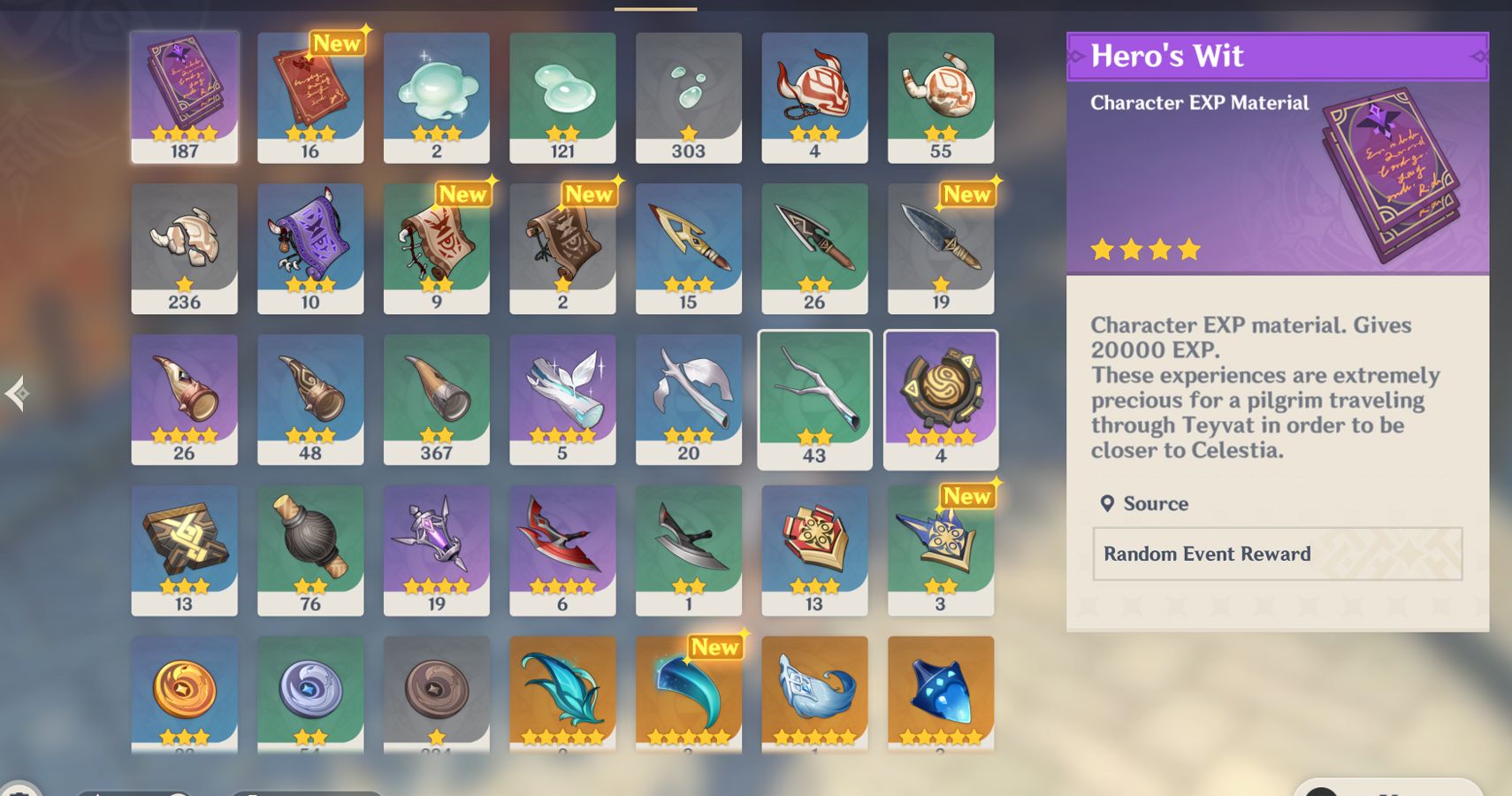 Genshin Impact: Just A Look At The Materials Page