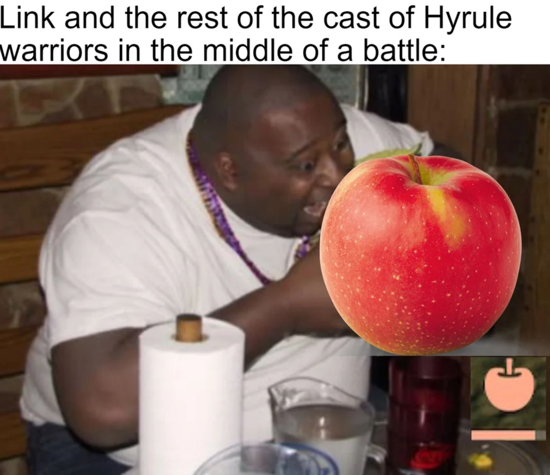 Eating apples mid boss fights
