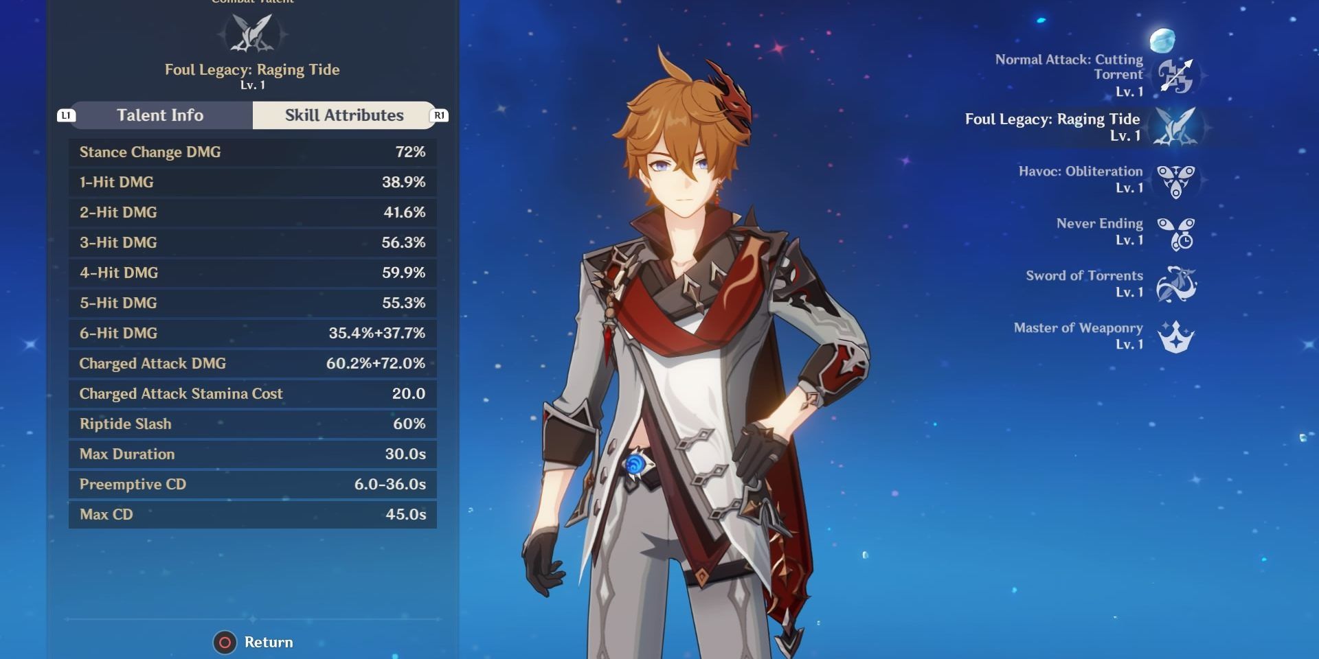 Genshin Impact Tartaglia Skill Info