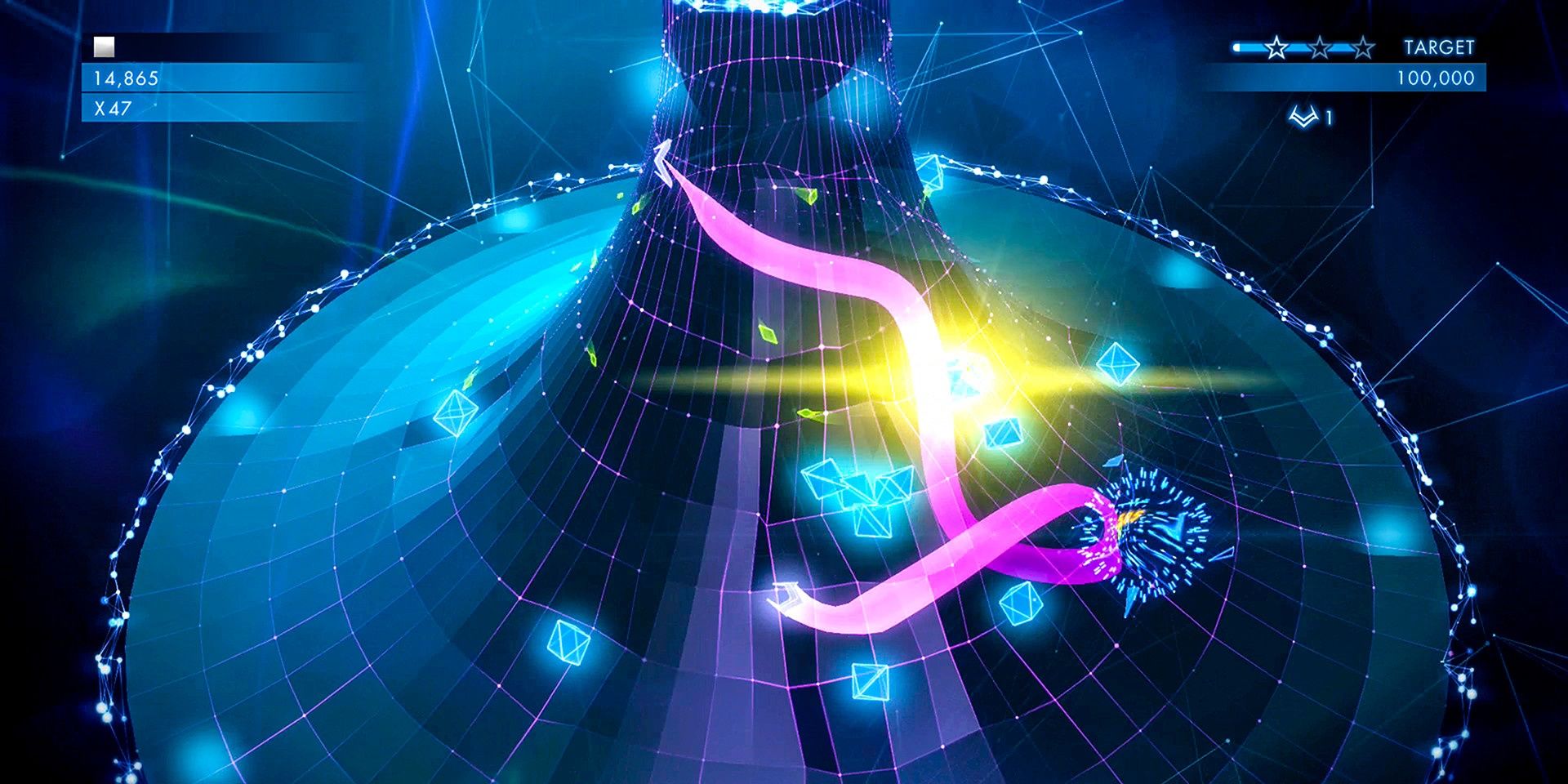 A uniquely-shaped stage in Geometry Wars 3 Dimensions