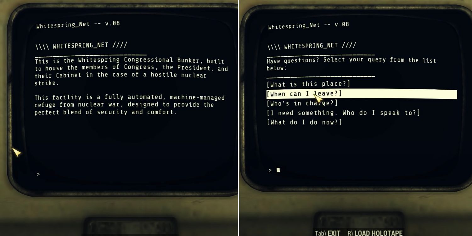 Holotape Screen Showing Bunker Information