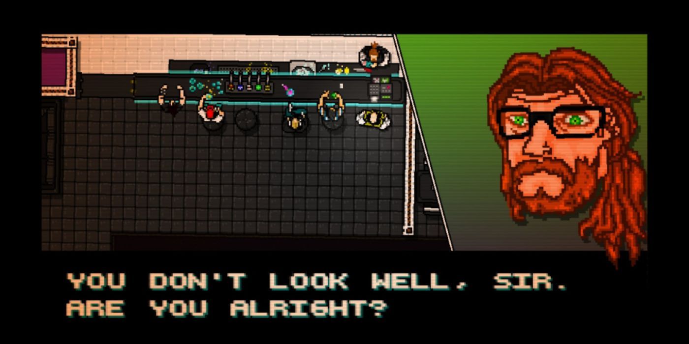 A cutscene plays out in Hotline Miami